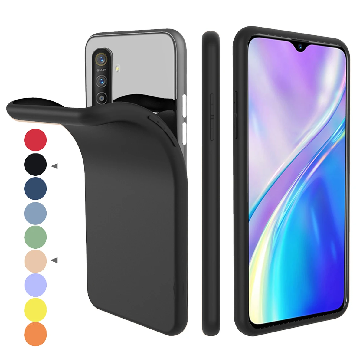 For Oppo Realme XT X2 5 Pro Q Reno Ace 2 X Case Silicone Back Shockproof Candy Color Soft TPU Cover Built-In Velvet |