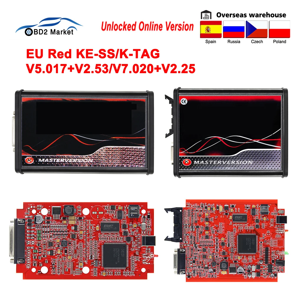 Онлайн KESS V2.53 V5.017 ЕС красный 2020 блока управления двигателем Титан KTAG V2.25 V7.020 чип