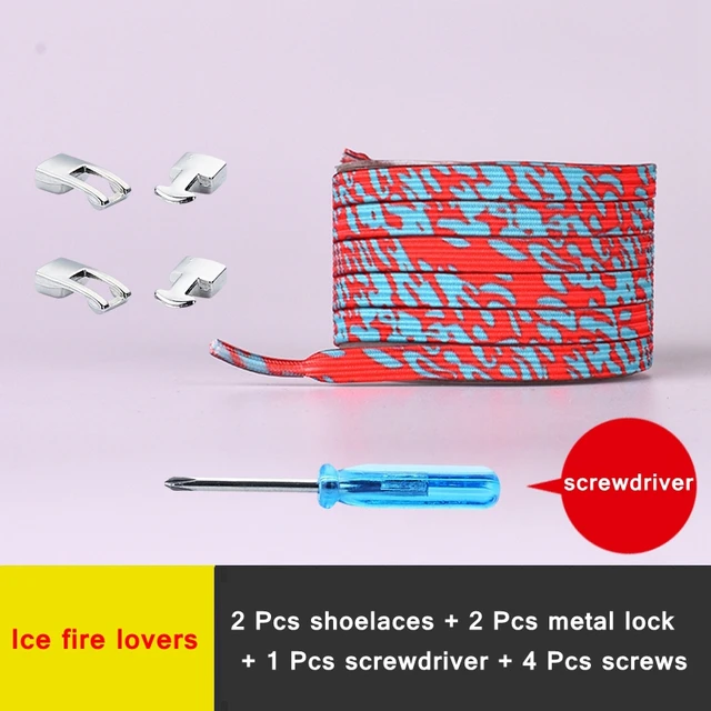 New Elastic Shoe Laces Fashion Metal Cross lock No Tie Shoelaces Suitable for all kinds of shoes child Adult flat Lazy Lace Ice fire lovers