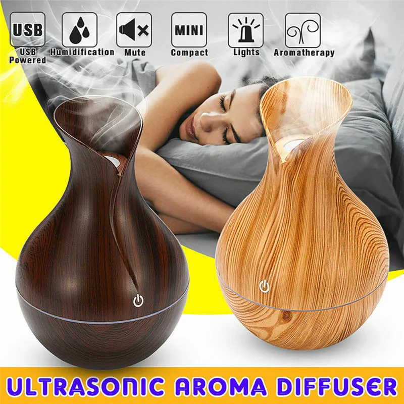 USB Electric Aroma air diffuser wood Ultrasonic air humidifier Essential oil Aromatherapy maker for home Or Office Incense