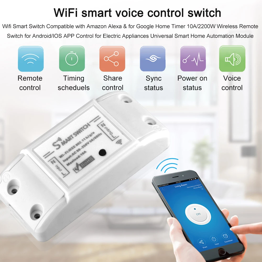 Беспроводной Wi Fi переключатель Tuya управляемый модулем освещения Domotica сделай сам