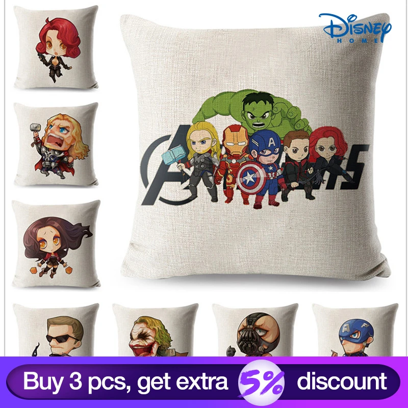 

Creative Avengers pattern cotton and linen pillow Iron Man car sofa cushion Q version Avengers seat cushion