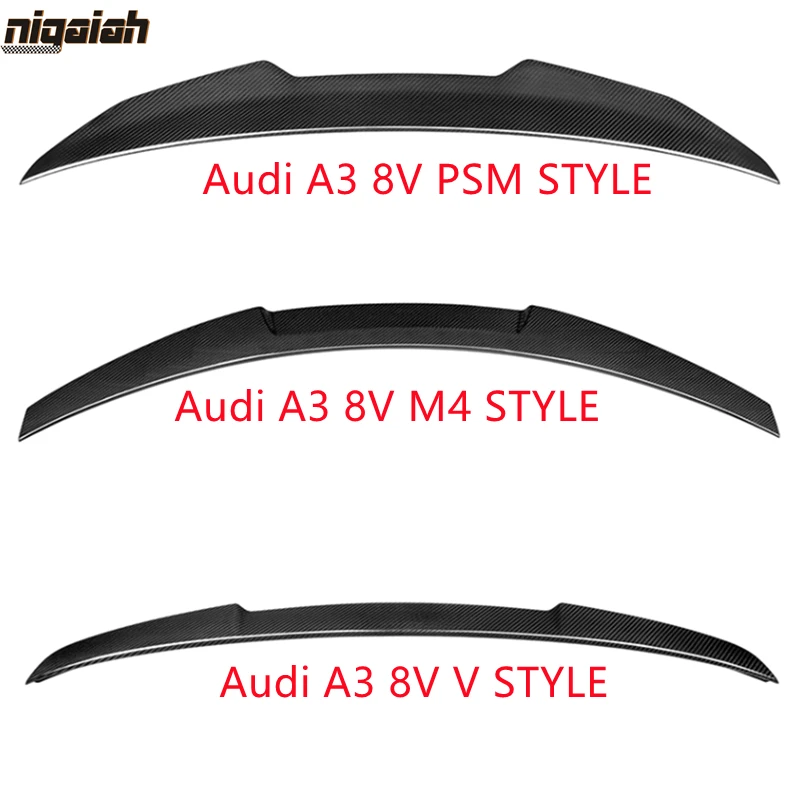 Spoiler Stile Psm Ali Di Spoiler In Fibra Di Carbonio A Secco Reale Per Audi A3 8V Berlina Spoiler Posteriore Stile Psm 2013-2020 Accessori Auto