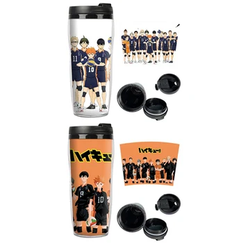 

Anime Haikyuu!! 400ml Haikyuu pattern Plastic Water Bottle Cup With Lid For Office Travel Coffee Cup Simple Water Bottle