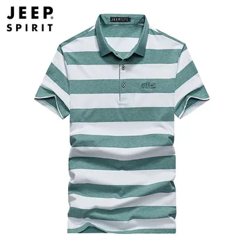 

JEEP SPIRIT New Summer Polo Shirt Men Fashion Striped Short Sleeve Casual Loose Cotton Camisa Polo M-XXXL Polos Para Hombre