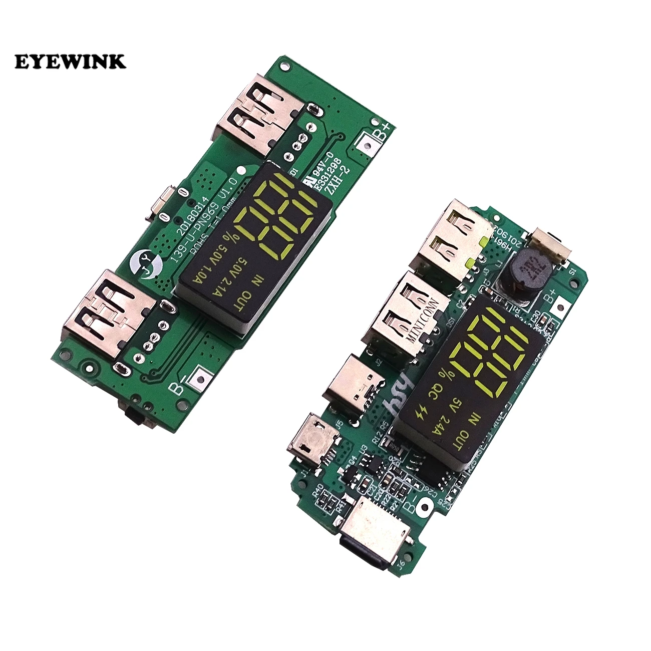 Внешний аккумулятор 18650 светодиодный двойной USB 5 В 2 4 А Micro/Type-C зарядный модуль