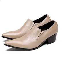 

Fashion Mens Leather Shoes Formal Men Dress Shoe For Wedding Party Buckle Business High Heel