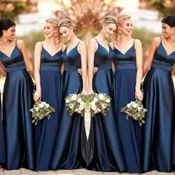 2020 темно-синие трапециевидные платья подружки невесты вечерние платья для подружек невесты на заказ свадебное платье