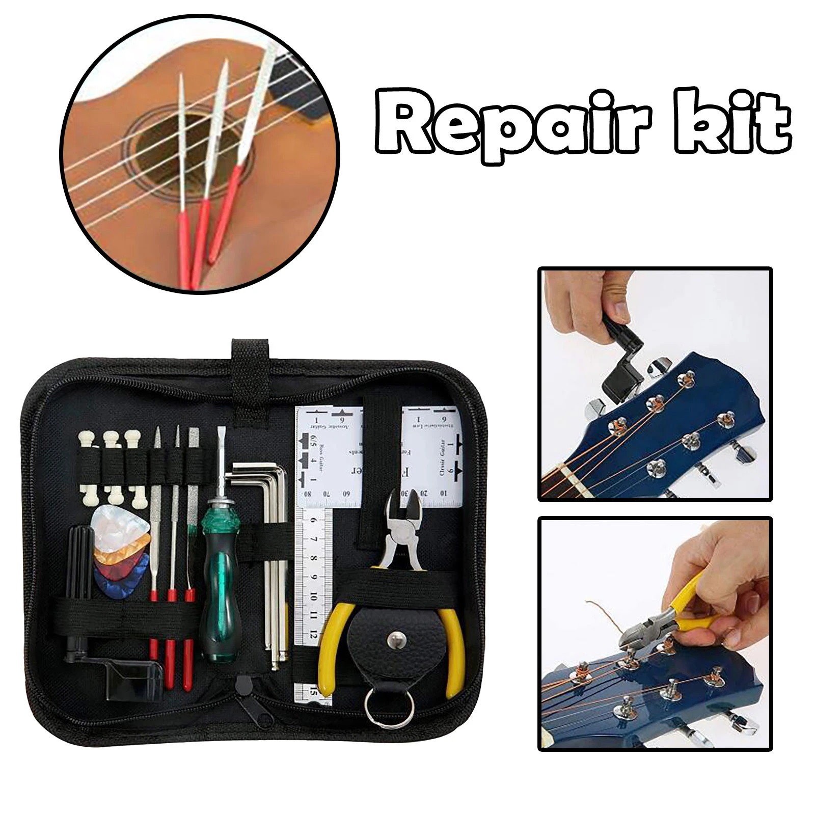 Guitar Repair Tool Kit Hex Wrench String Organizer String Action Ruler