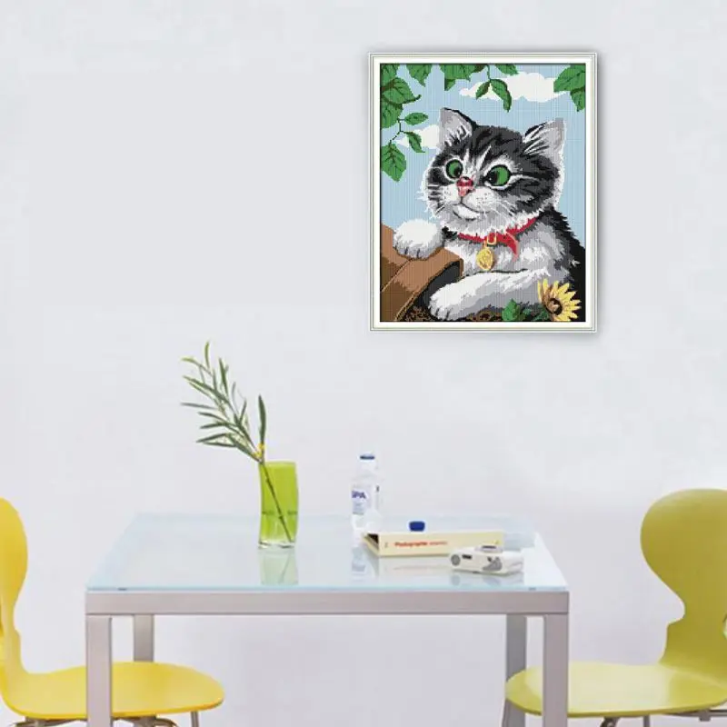 Кошка DIY полная дрель Алмазная Вышивка Набор для вышивки крестом Стразы домашний декор Искусство ремесло 72XF