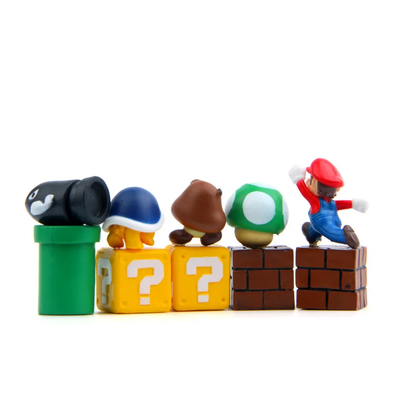 10PCS Super Mario Bros Figures Lot Jouet Mario Figure Toys Bullet Mushroom Tortoise Creative Toys Model Action Figure 1.3~2.5CM