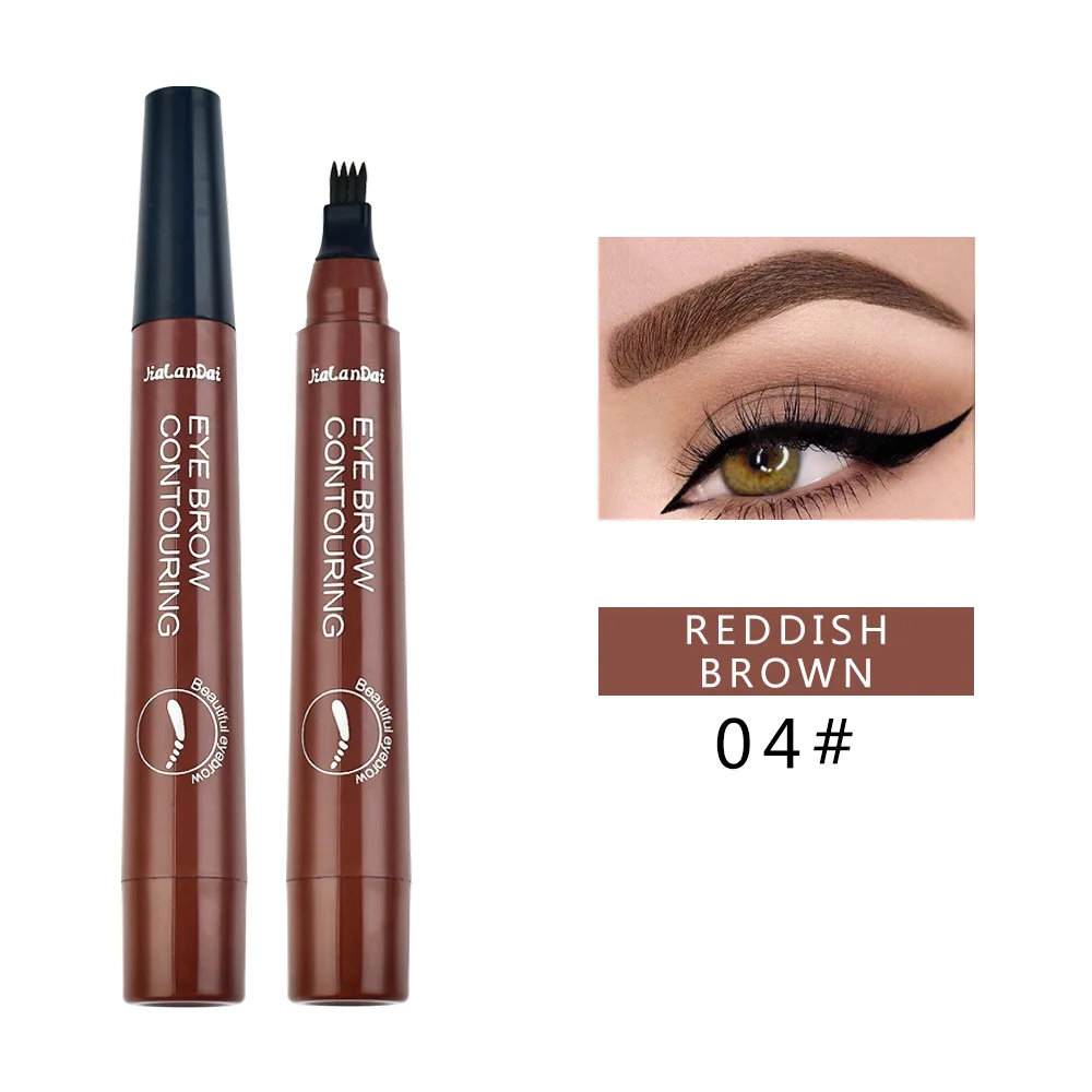 5 Colors Microblading Tattoo Eyebrow Pencil Waterproof Fork Tip 4 Head Fine Sketch Liquid Enhancer Dye Tint Pen Fashion | Красота и