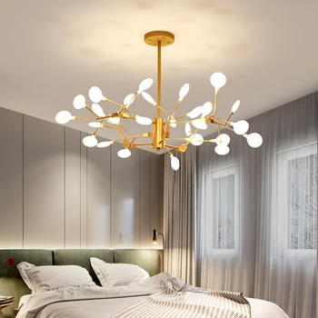 

Nordic Rotatable Firefly Led Chandelier Lighting Living Room Gold Metal Led Pendant Chandeliers Lights Acrylic Led Hanging Lamp