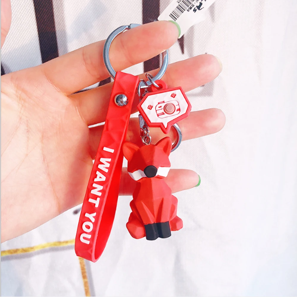 

2019 New Funny Lovely Red Fox Frog Keychains With Key Fob Kids Toy Gift Decorate Bag Key chains Beautiful Gifts For Girls Womens