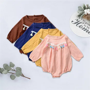 

PUDCOCO Autumn Infant Baby Kid Girl Long Sleeve Tassel Bodysuit Romper Jumpsuit Cotton 0-24M