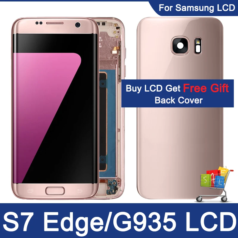 5 '𧄀% Оригинальный ЖК-дисплей без сгорания для Samsung Galaxy S7 Edge G935 G935F SM-G935FD