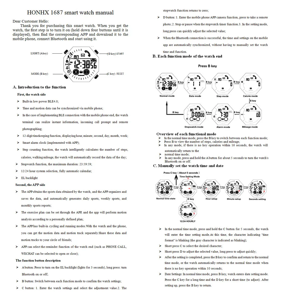 Men Sport Watches Fitness Tracker Waterproof Bluetooth Smart Watch Pedometer for Android iOS Wrist Clock Reloj Hombre homme