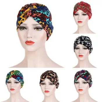 

HOT SALES!!! Women Leopard Front Twist Knot Windproof Muslim Turban Hat Cap Bonnet Headwrap Muslim Women headscarf Cotton