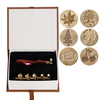 

6 pc Seal Stamp Stick Set Replaceable Sealing Wax Diversiform Vintage Signet Stamps for Letter Postage Envelop Invitation