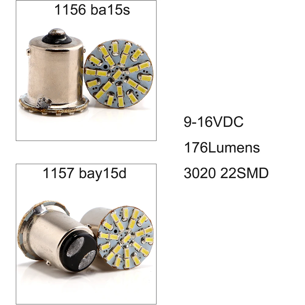 YM E-Bright 300 шт. 1156 BA15S p21w BAU15S py21w 1157 p21/5 Вт BAY15D BA15D 3020 22 SMD автомобильный сигнал поворота светодиодный светильник лампы, работающего на постоянном токе 12 В, белый цвет