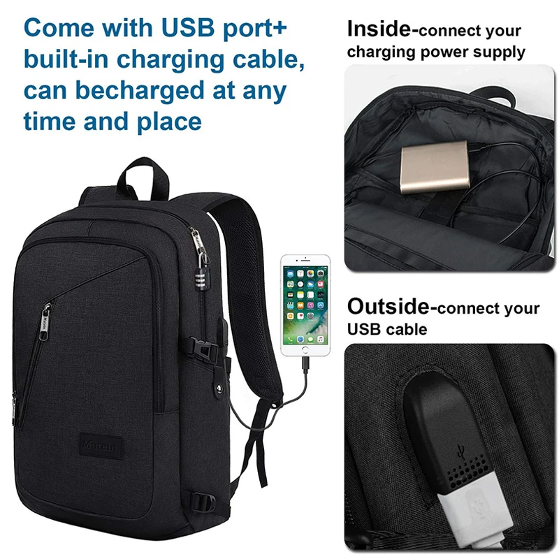 Рюкзак Matein водонепроницаемый с usb портом для зарядки 15 6 дюйма|Рюкзаки| |