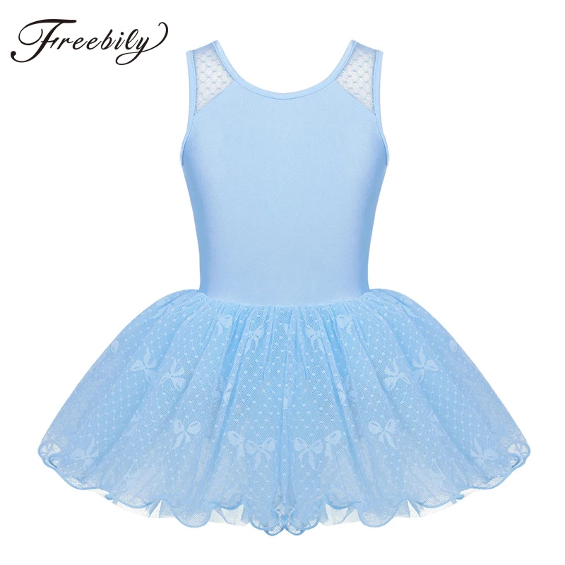 Kids Girls Sleeveless Floral Lace Back Ballet Tutu Dress Children Gymnastics Leotard Stage Performance Dance Costumes | Тематическая