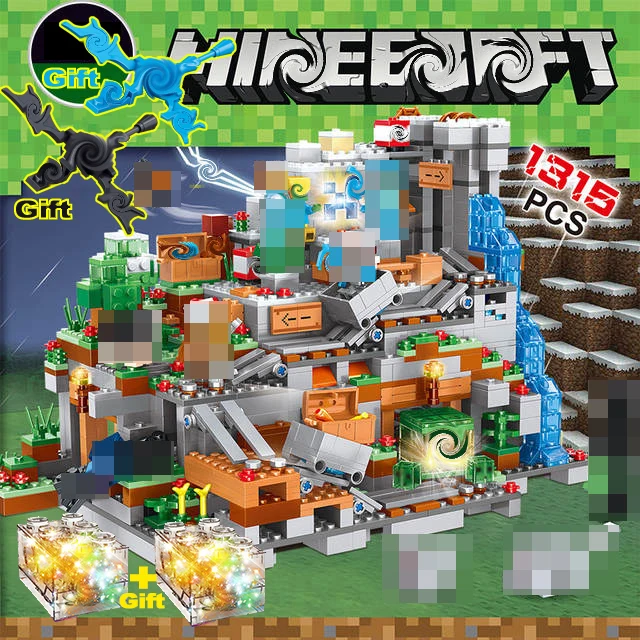 

1315pcs building blocks my world playmobil Dragon Light mountain cave set 21137 legoinglys DIY technic figures Christmas toys