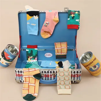 

Men's Socks Harajuku Cartoon Anime Park Series Illustration Cartoon Combed Cotton Mid Socks High Quality Personality Male Socks