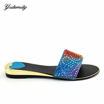 

African Simple Rhinestone Pumps Shoes African Fashion Women Low Heels 2.5CM Shoes For Party