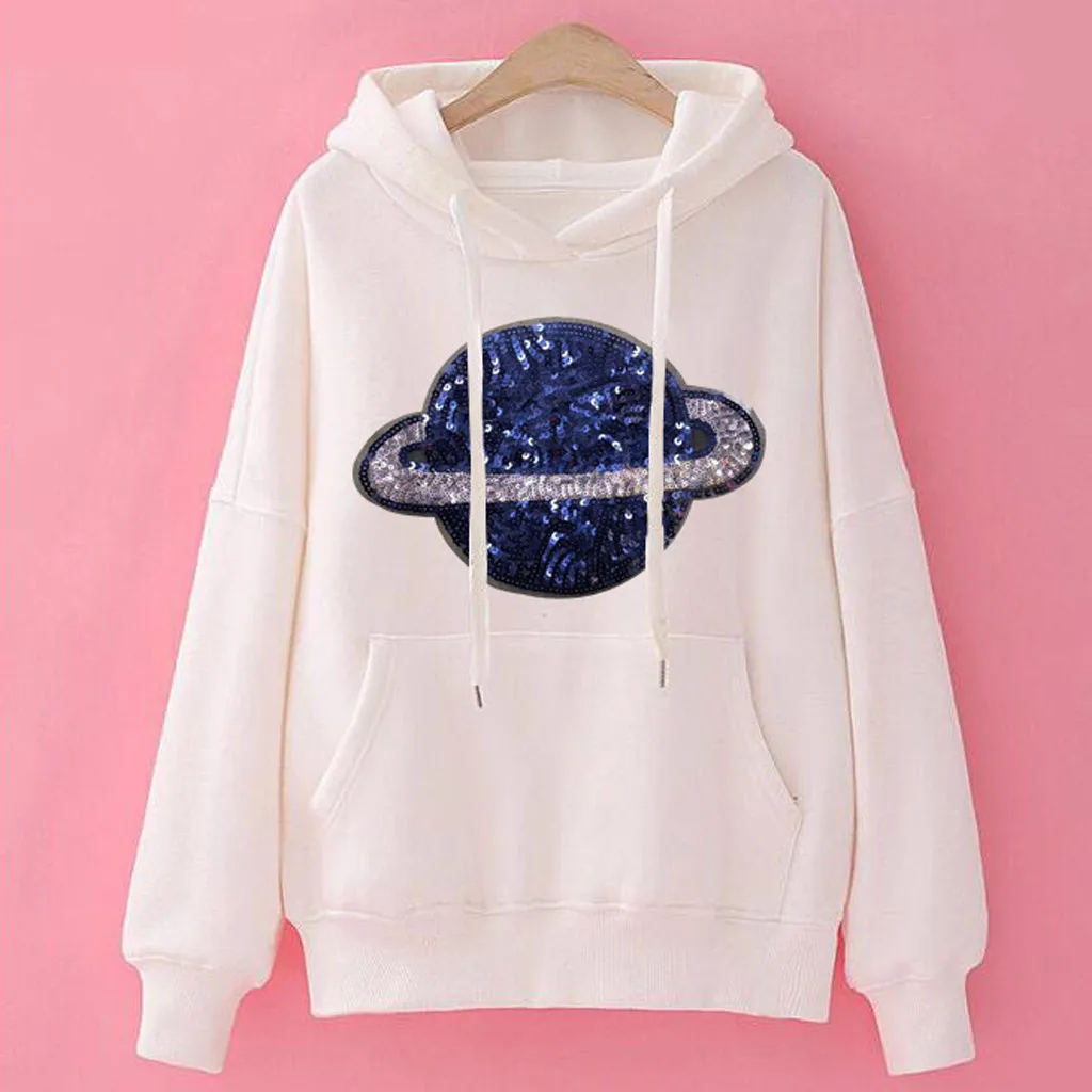 Jaycosin Fashion Autumn Women Loose Planet Hoodie Pocket Sweatshirt Stylish Long Sleeve Comfortable Casual Pullover Top 107#10