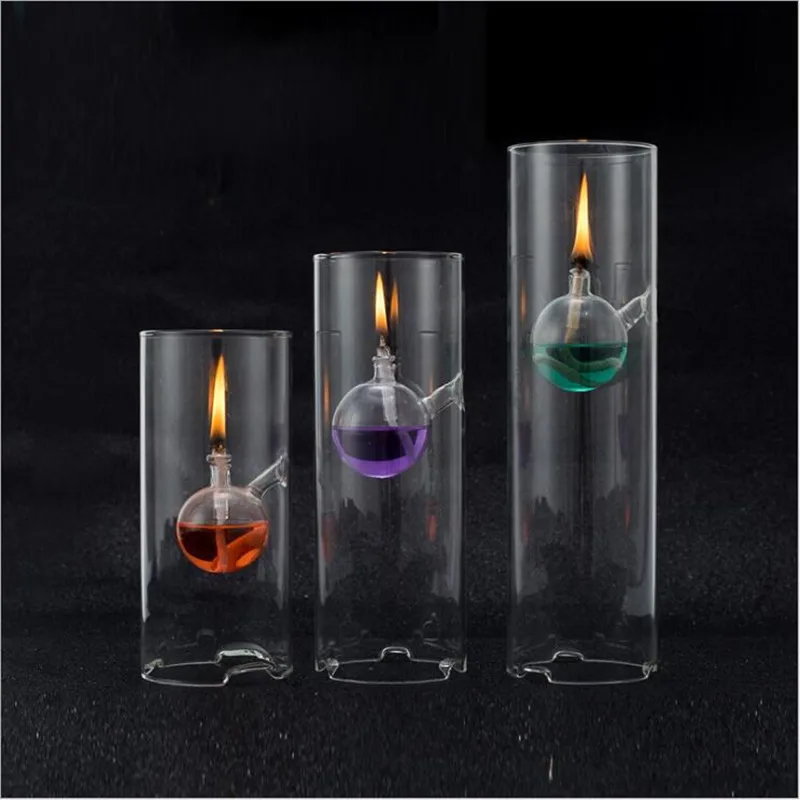 

Cylinder Shaped Glass Oil Lamp, Home Decorative, Wedding Party Gift, Diameter=8cm Different Height=18cm, 22cm, 28cm, 3Pcs/Pack