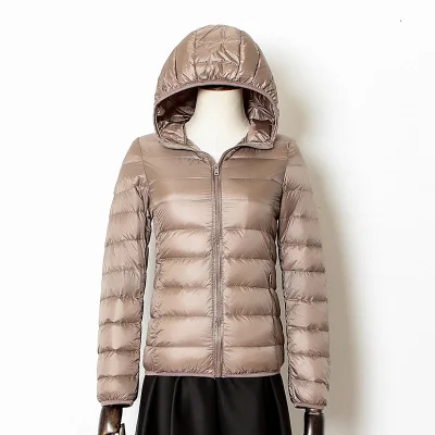 

Winter Women Ultralight Thin Down Jacket White Duck Down Hooded Jackets Long Sleeve Warm Coat Parka Female Portable Outwear