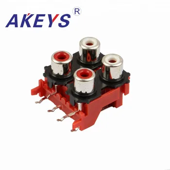

10PCS AV4-8.4-13 PCB Mount AV Concentric Outlet Red 4 RCA Female Socket