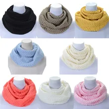 Зимний теплый матовый вязаный шарф для женщин, женский зимний теплый шарф с 2 кругами, вязаный хомут, длинный шарф, шаль