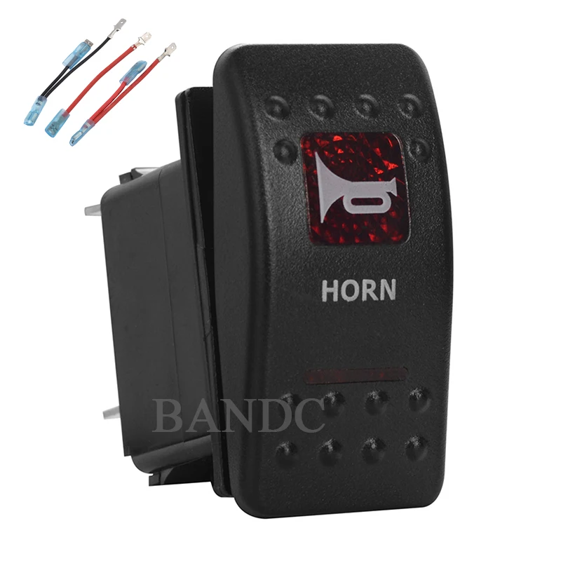 Interruttore A Bilanciere Momentaneo A Tromba Con Cavi Jumper 5Pin (On)-Off Spst Doppio Led Rosso Per Veicoli Per Camion Camper Per Barche, Impermeabi