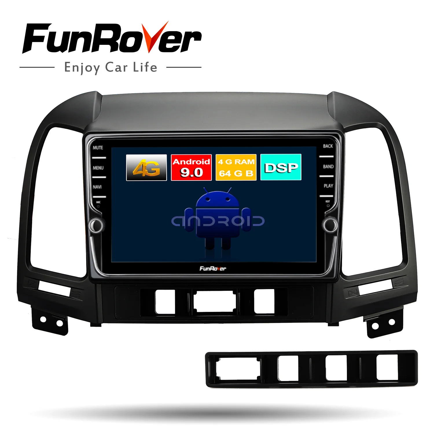 Discount Funrover android9.0 2 din car dvd multimedia player For Hyundai Santa Fe 2005-2012 gps navigation car radio tape recorder 4G+64G 0