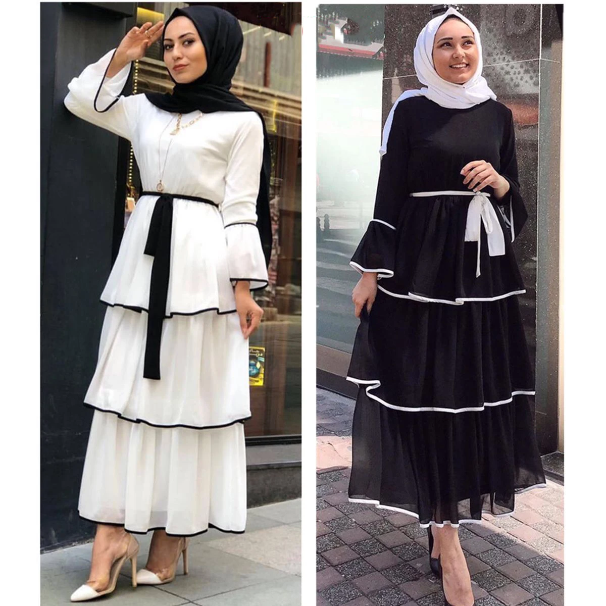 Abaya Дубай Турция мусульманское платье кафтан Caftan шифоновая мусульманская одежда