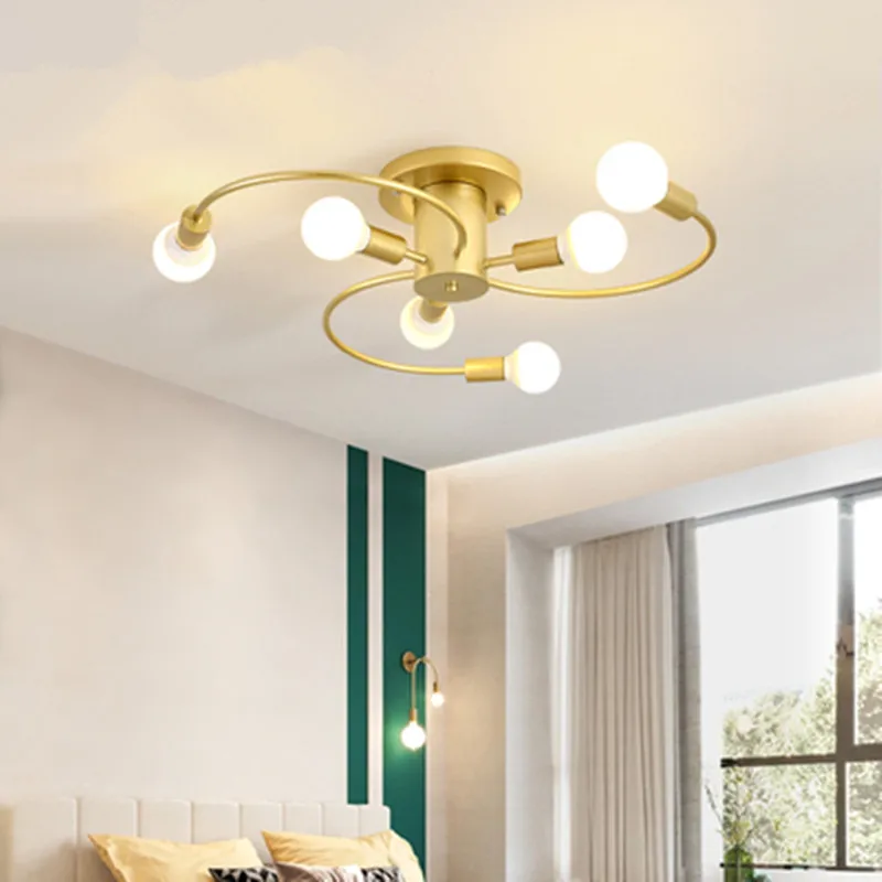 

2019 Art Deco Ceiling Lights With Metal in Gold For Foyer Bed Room LED Ceiling Lamp Modern Surface Mounted Rooms Lighting