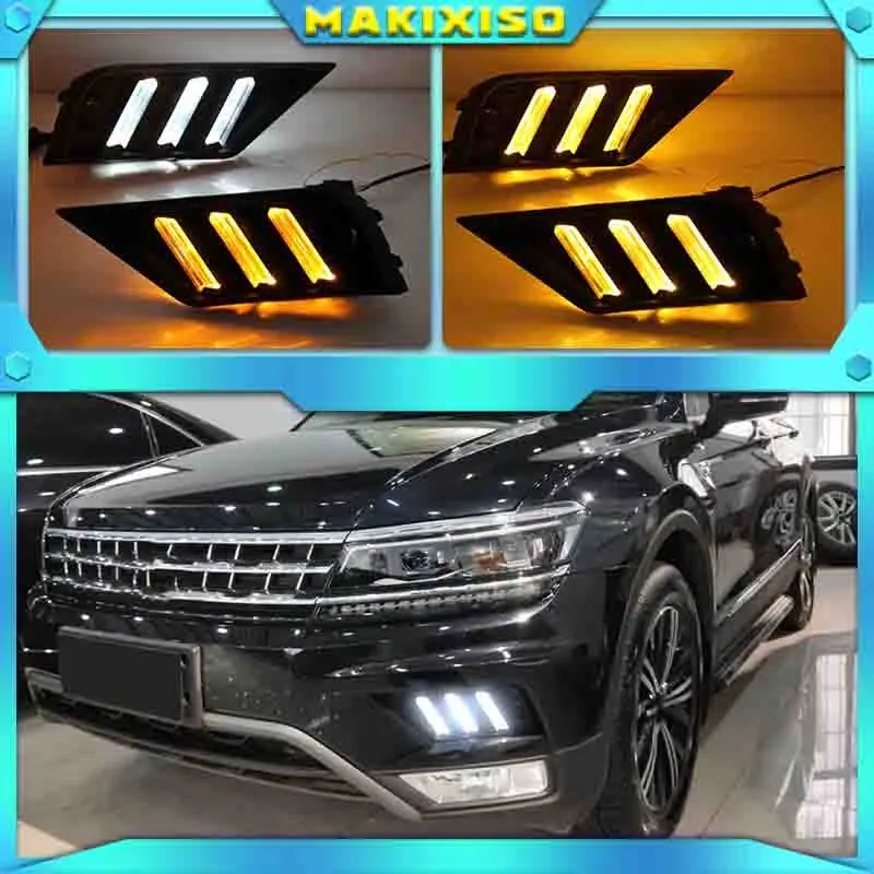 

2PCS For Volkswagen Tiguan 2017 2018 2019 Turn Yellow Signal Relay Waterproof 12V Car DRL Lamp LED Daytime Running Light