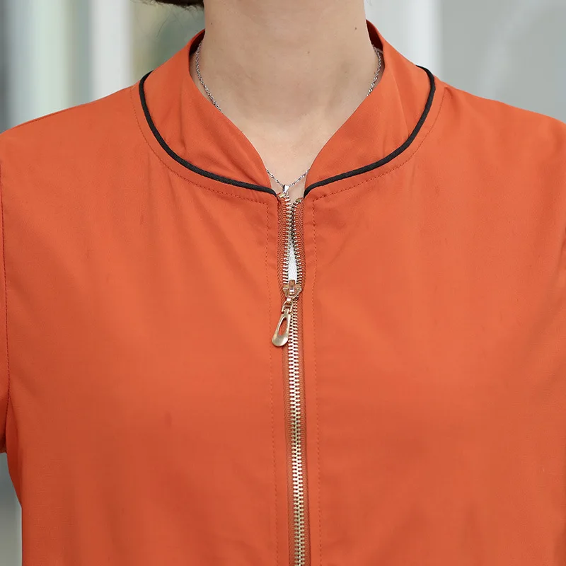 

Middle-aged WOMEN'S Dress Baseball Uniform Mom Spring And Autumn Thin Jacket 40-Year-Old 50 Elegant Long Sleeve Short Tops
