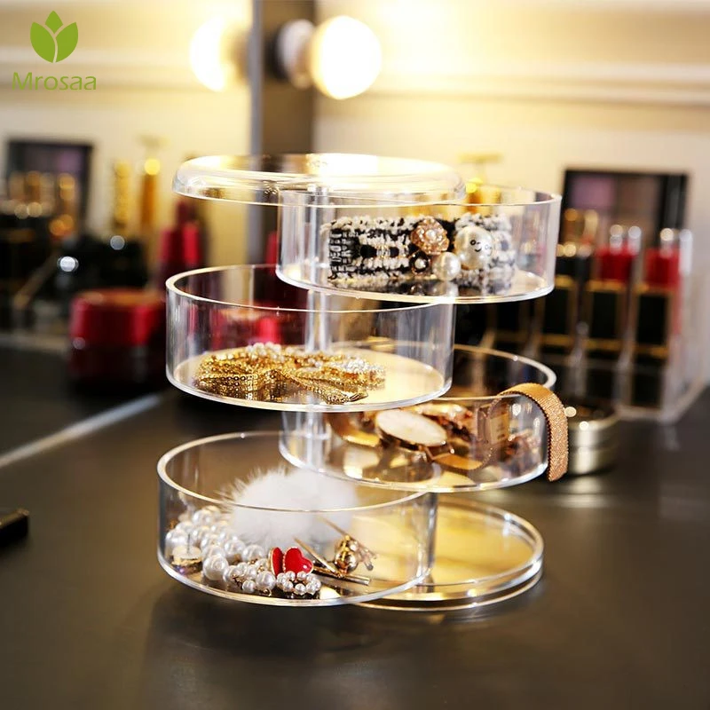 

Hot 360 Degree Rotation Transparent Plastic Cosmetics Storage Box Fashion Spin Multi-function Detachable Makeup Beauty Organizer