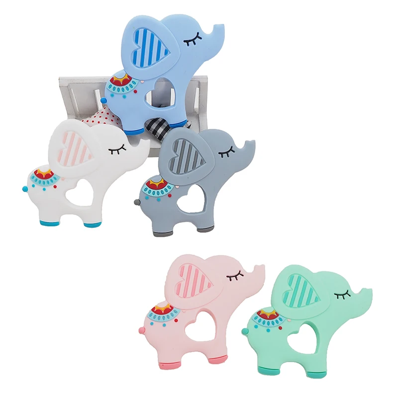 Chenkai 10 шт силиконовый Слон Прорезыватель детская игрушка для прорезывающихся зубов с героями мультфильмов Милая Соска с животным BPA бесплатно для младенцев жевательная игрушка для зубов
