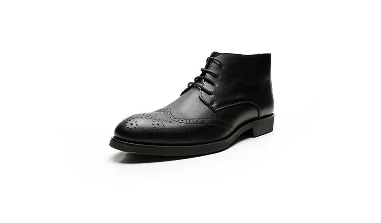 Winter Trend Men's Leather Boots High England Men Brogue Shoes Autumn Botas Hombre Man Fashion Pointed Warm Boot