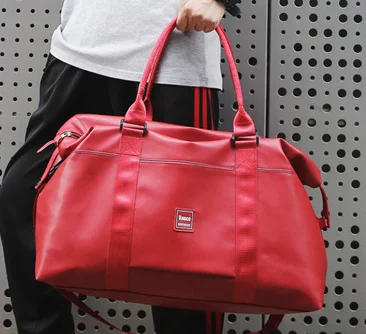 Red Large Спортивные женские сумки для фитнеса, спортивная сумка из искусственной кожи, спортивная сумка для мужчин и женщин, Большая вместительная сумка через плечо, дорожные сумки - Цвет: Red Large