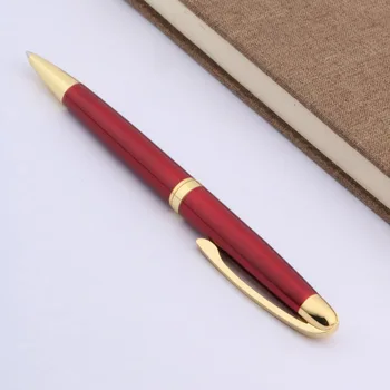 

office Red BALL PEN With Golden Trim Luxury Metal student Ballpoint Pen Stationery Office School Supplies Writing Gift