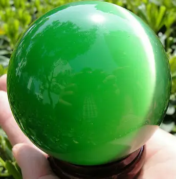 

New green ball QUARTZ CAT EYE CRYSTAL BALL SPHERE 40MM + STAND