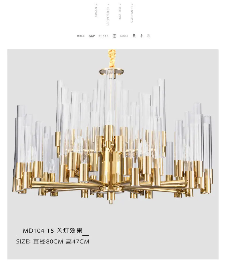 Postmodern minimalist chandelier living room dining room neoclassical creative light luxury glass villa model room long strip