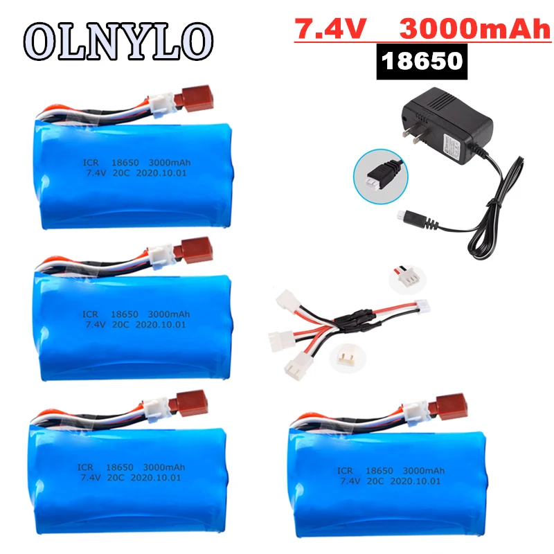 18650 7 4 V 3000MAH батарея T Plug для Q46 Wltoys 10428 /12428/12423 RC автомобильные запасные части