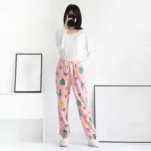 Женские Фланелевые пижамы, одежда для сна, домашняя одежда с цветочным принтом, Дамская одежда, штаны длиной до лодыжки