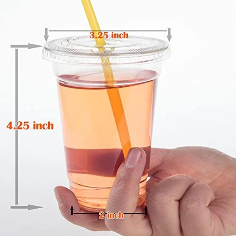 10oz 300ml Transparent Disposable Plastic Cup With Flat Lid